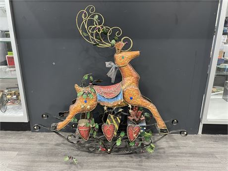 LARGE METAL CHRISTMAS REINDEER ROCKING HORSE 36”x34”