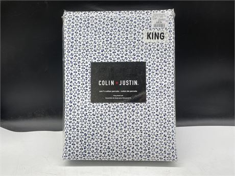 (NEW) COLIN + JUSTIN 100% COTTON PERCALE KING SHEET SET
