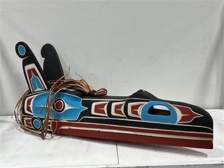 HUGE RAVEN MASK SIGNED / CARVED BY DARREN YELTON OF THE SQUAMISH INDIAN BAND