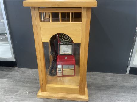 SHOWCASE CABINET WITH RETRO RED PAYPHONE 16”x16”x28”