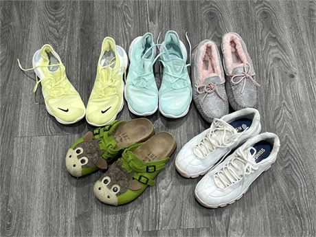 5 PAIRS OF WOMENS SHOES INCLUDING BIRKIES