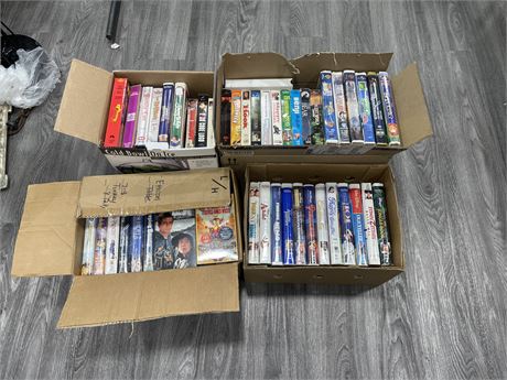 4 BOXES OF VHS’S SOME SEALED