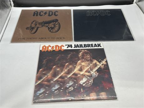 3 AC/DC RECORDS - VG (Slightly scratched)