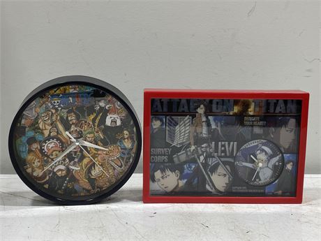 ATTACK ON TITAN & 1 PIECE WALL CLOCK VIDEO GAME LEGENDS (10”X7”)