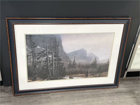 NICELY FRAMED PRINT OF BEARS, NATURE ECT - 40”x28”