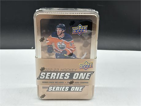 SEALED 2022-23 HOCKEY SERIES ONE UPPER DECK CARDS TIN
