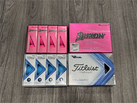 2 BOXES OF NEW GOLF BALLS - PINK & BLUE