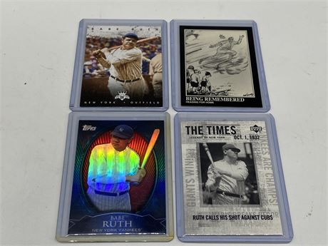 4 BABE RUTH CARDS