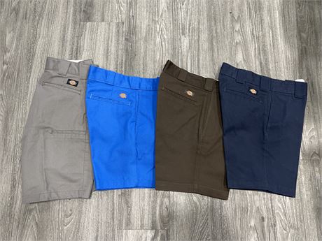 4 NEW PAIRS OF DICKIES SHORTS - SIZES LOW 30’s / HIGH 20’s