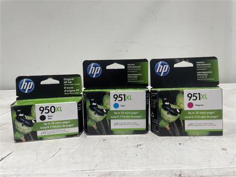 3 NEW HP 3 PACKS OF INK - SPECS IN PHOTOS