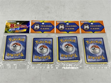 3 PACKS OF 8 POKÉMON TRADING CARDS + 1 PACK OF 8 GAMING CARDS