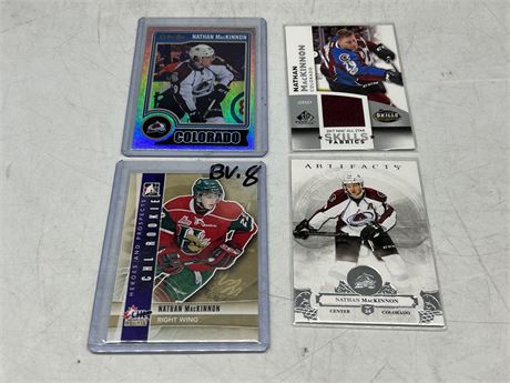 4 NATHAN MACKINNON CARDS INCLUDING JERSEY CARD