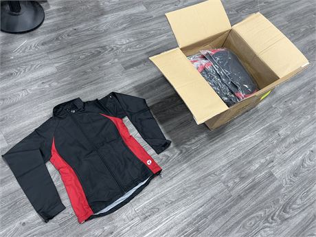 20 NEW FIRST STAR APPAREL BLACK/RED ATHLETIC JACKETS (SIZE SMALL)