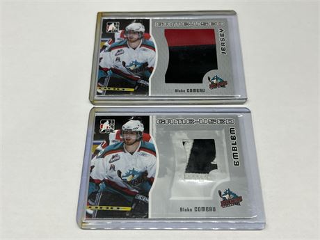2005/06 BLACK COMEAU IN THE GAME KELOWNA ROCKETS PATCH & JERSEY CARDS