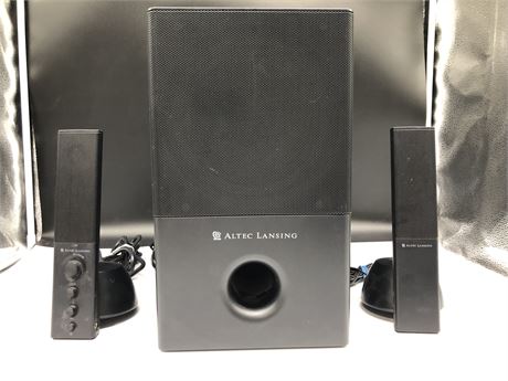 ALTEC LANSING POWERED AUDIO SYSTEM SUBWOOFER WITH 2 SPEAKERS-WORKING