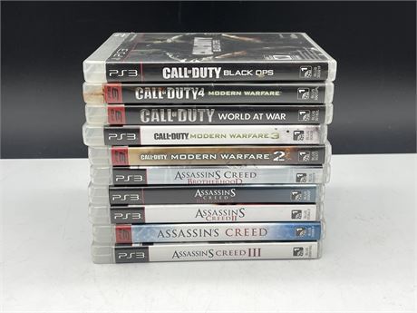 10 CALL OF DUTY / ASSASSINS CREED PS3 GAMES