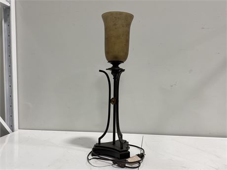RETRO LAMP W/ GLASS SHADE (27.5” tall)