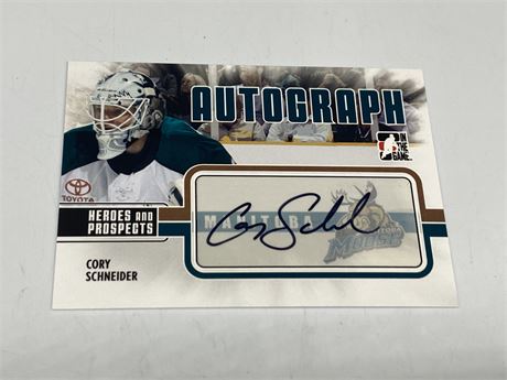 CORY SCHNEIDER AUTOGRAPHED PROSPECTS CARD (2010)