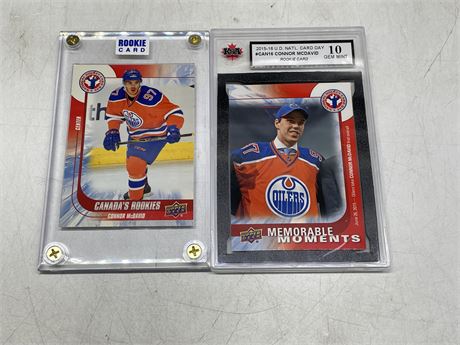 2 CONNOR MCDAVID ROOKIE CARDS INCL: KSA GRADED 10, & CAN 6