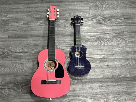 PINK ROBSON ACOUSTIC GUITAR AND UKULELE