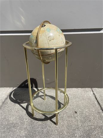 LARGE VINTAGE CRAM’S 16 IMPERIAL WORLD GLOBE ON A BRASS STAND 35” TALL