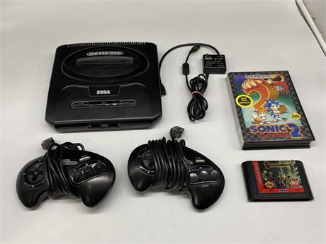 GENESIS SYSTEM W/ 2 CONTROLLERS & 2 GAMES (No A.C)