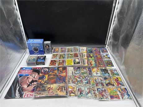 LARGE LOT OF MOSTLY MARVEL / DC CARDS COLLECTABLES - SOME OTHERS LIKE E.T. CARDS