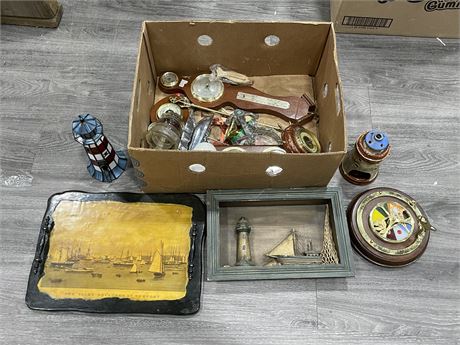 BOX OF VINTAGE SHIP COLLECTABLES