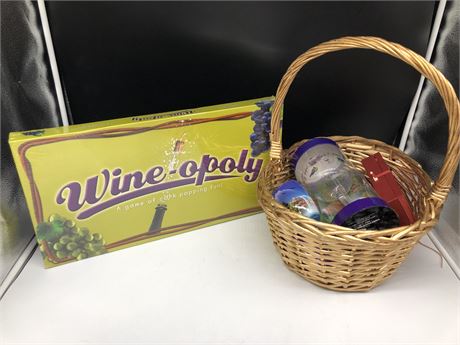 WINEOPOLY GAME (SEALED) WITH WITH THEME BASKET