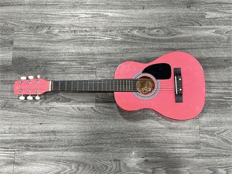 YOUTH ROBSONS PINK ACOUSTIC GUITAR - 30” LONG