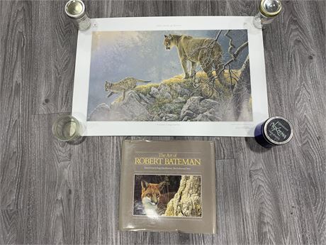 ROBERT BATEMAN “Cougar and Kits” PRINT W/ BOOK