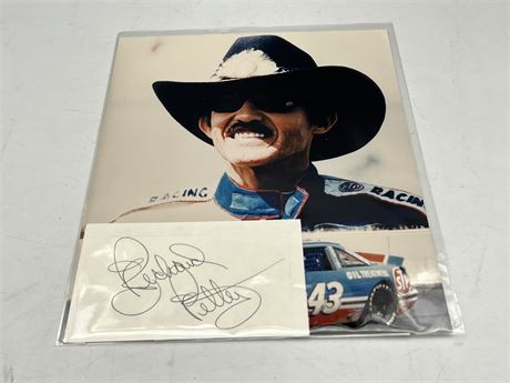 NASCAR RICHARD PETTY SIGNED CARD & PHOTO W/COA