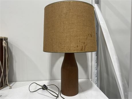 MCM TEAK LAMP WITH ORIGINAL SHADE 24”
