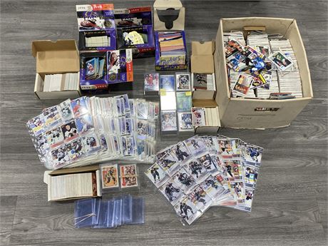 LARGE HOCKEY CARD LOT AND JERSEY CARD TOPLOADERS-VARIOUS YEARS