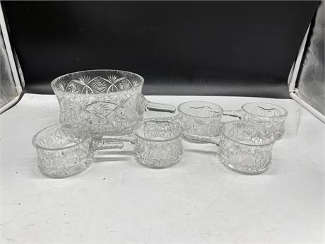 CRYSTAL FRUIT BOWL WITH 5 SERVING BOWLS