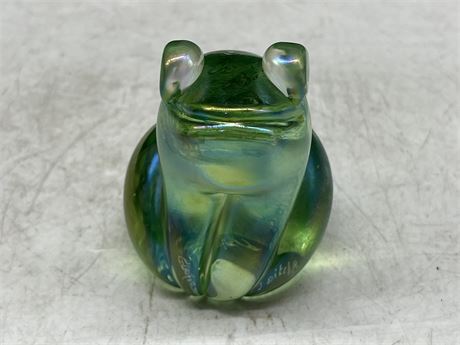 SIGNED GLASSFORM FROG ART 3” TALL