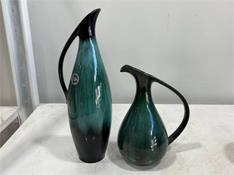 2 BLUE MOUNTAIN POTTERY VASES (Tallest is 15”)