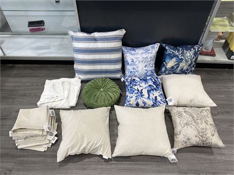 NEW PATIO FURNITURE PILLOWS / NEW PILLOW CASES & NEW THROW