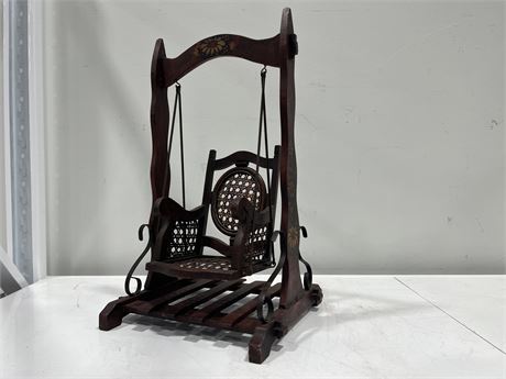 VINTAGE STYLE MINIATURE SWINGING CHAIR ON STAND - 21”x12”