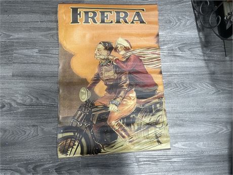VINTAGE CANVAS BACKED FRERA MOTORCYCLE POSTER 29”x19”