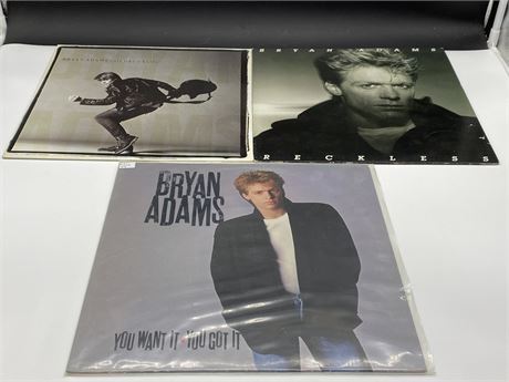 3 BRYAN ADAMS RECORDS - EXCELLENT (E)