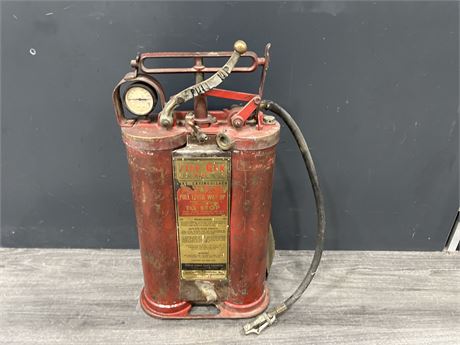 VINTAGE HEAVY PUMP FIRE EXTINGUISHER - 24” TALL