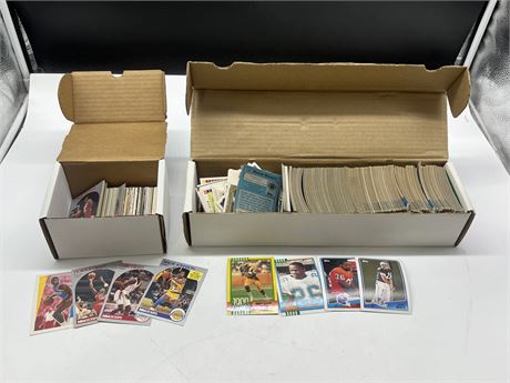 BOX OF NFL CARDS & BOX OF NBA CARDS