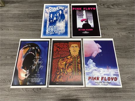 5 PINK FLOYD POSTERS 11x17