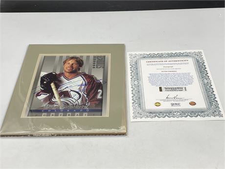 PETER FORSBERG SIGNED PHOTOGRAPH MATTED TO 11”x14” W/COA