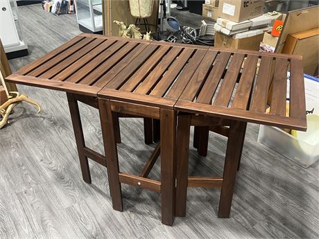 COLLAPSABLE WOOD TABLE (28”x52”x29” tall)
