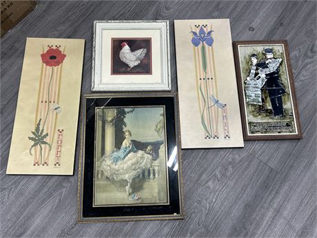 VINTAGE PAINTINGS/PICTURES LOT - LARGEST IS 16” X 20”