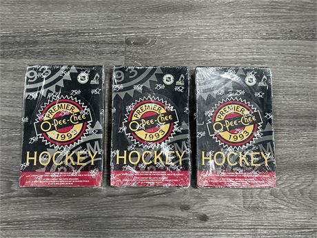 3 SEALED OPC 1993 HOCKEY WAX PACK BOXES