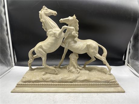 LARGE FIGHTING HORSE SCULPTURES 20”x8”x16”
