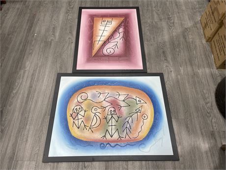 2 SIGNED OIL ON BOARD PAINTINGS (LARGEST 42”x32”)